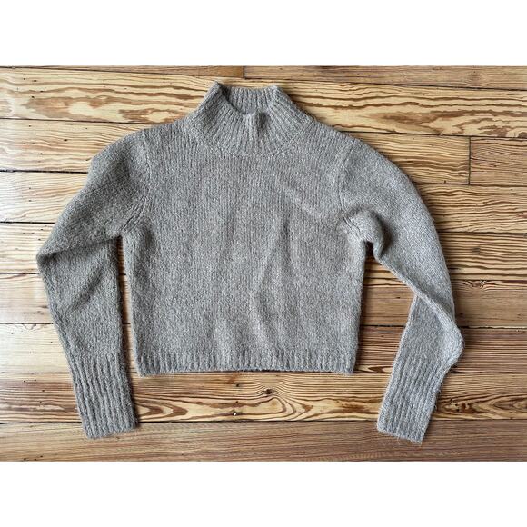 For the Republic Alpaca Wool High Neck Long Sleeve Short Length Brown Sweater XS - Picture 4 of 12